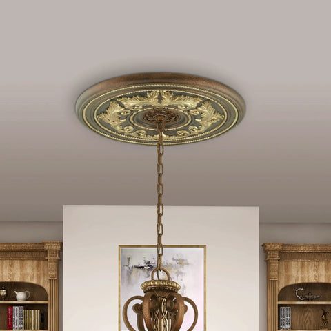 Traditional Ceiling Medallion Hand Applied Palatial Bronze With Gilded Accents 22.5 Inch Diameter Classic Ornate Decor
