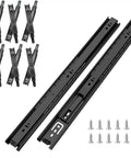 Beefy 14 Inch Full Extension Drawer Slides 6 Pairs Ball Bearing Side Mount With 3 Fold Full Extension, 100 Lb Capacity, Black Finish, Screws