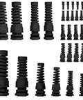 22Pcs Waterproof Cable Gland Conduit Fittings Set With Gasket Six Sizes From 3Mm To 18Mm Flexible Spiral Strain Relief Black Nylon