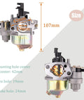 GX160 GX200 Carburetor Kit With Recoil Starter Ignition Coil And Air Filter, showing measurements for GX120 to GX200 engine compatibility.