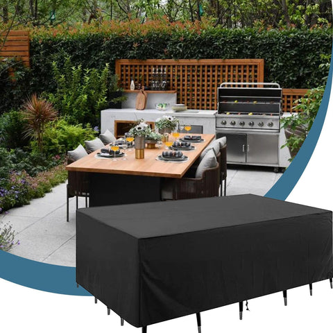 Built To Last Heavy Duty Outdoor Table Cover With UV Protection And Waterproof Weatherproof Shield 90.55 Inch in backyard scene