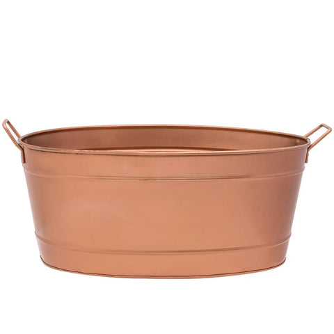 Oval Copper Plated Galvanized Tub For Rustic Farmhouse Decor And Garden Planter Outdoor Utility Bin With Vintage Dairy Store Vibe