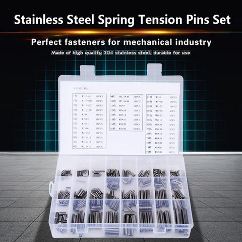 560Pcs Roll Pin Set M1.5 To M8 Tension Pins Kit Stainless Steel Spring Pin Hardware Assortment With Plastic Storage Box