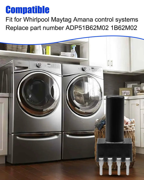 Washer Piezoresistive Water Level Sensor Replacement For Real Time Tub Monitoring, Delivers Accurate Water Level During Wash, Rinse, And Spin Cycles, Plug And Play, Stable Performance And Easy Install. Compatible with Whirlpool Maytag Amana