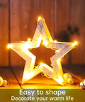 12 Pack Fairy Lights Battery Operated String Lights 7 Feet Long With 20 Mini LEDs Waterproof Silver Wire on star wooden frame