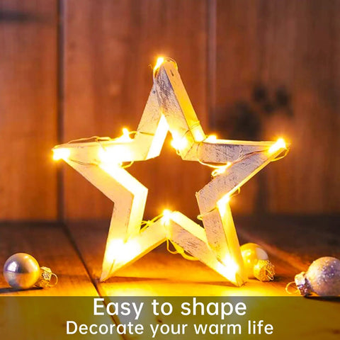 12 Pack Fairy Lights Battery Operated String Lights 7 Feet Long With 20 Mini LEDs Waterproof Silver Wire on star wooden frame