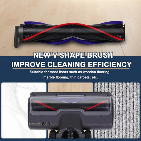 Hardwood Floor Attachment For Dyson Cordless Vacuums V7 V8 V11 V15 SV10 SV12 SV14 With V Shaped Roller Brush And LED Headlights