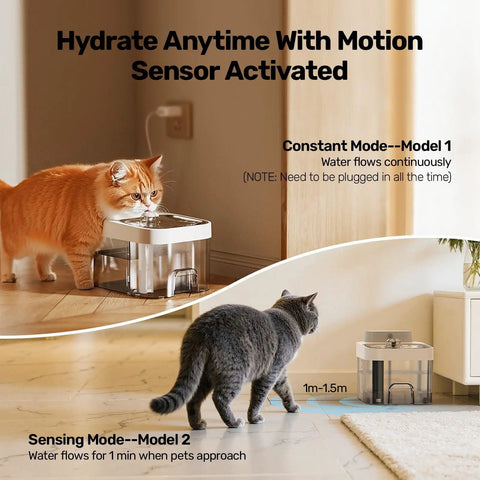 Cats drinking from Cat Water Fountain Wireless Automatic Pet Water Dispenser With 101oz Large Capacity For Indoor Cats.