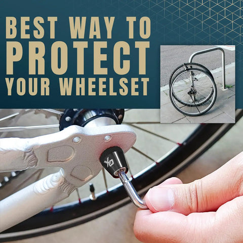Hand securing wheel with Anti Theft Bicycle Locking Skewer Set With 7 Lobe Security Key for Mountain and Road Bikes.