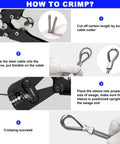 Wire Rope Crimping Tool Kit For Fishing And Rigging, Pro Grade Heavy Duty Crimper And Cutter, Four Crimp Positions tutorial steps