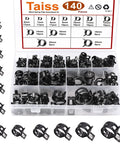 140 Piece Spring Band Hose Clamp Kit 12 Sizes From 6 To 22 Millimeters Black Finish Low Pressure Clamps For Air Hoses Fuel Lines Silicone And Vacuum Hoses Fits Cars Bikes Boats Lawn Mowers And More