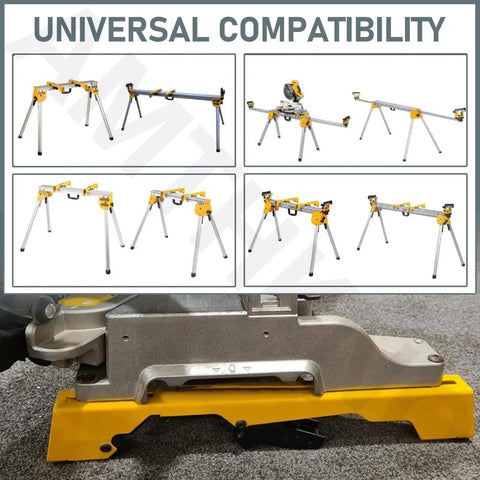 Universal compatibility of Heavy Duty Miter Saw Mounting Brackets with lever release for DW723, DWX723, DWX724, DWX725, N087371 stands.