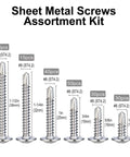Size 8 Self Tapping Screws Assortment Kit For Metal, 410 Stainless Steel Self Drilling Screws In 6 Sizes, 180 Pieces