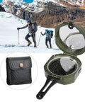 Geology Field Compass with Fluorescent Display and Rugged Zinc Alloy Build, Manual Magnetic Declination Adjuster shown with hikers