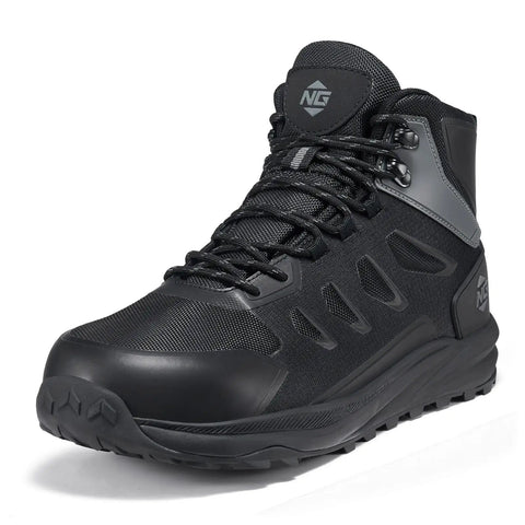 Front view of Steel Toe Work Boots For Men Built Tough Waterproof Slip-Resistant Wide-Toe Safety Shoes With EH Protection Zero Drop