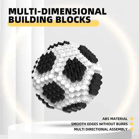 Dope Soccer Themed 215 Piece Building Set For STEM Lovers Adults And Teens Polyhedral Spherical Blocks Micro 3D Educational Toys For Boys And Girls Ages 14 And Up Decor, black and white ABS soccer ball