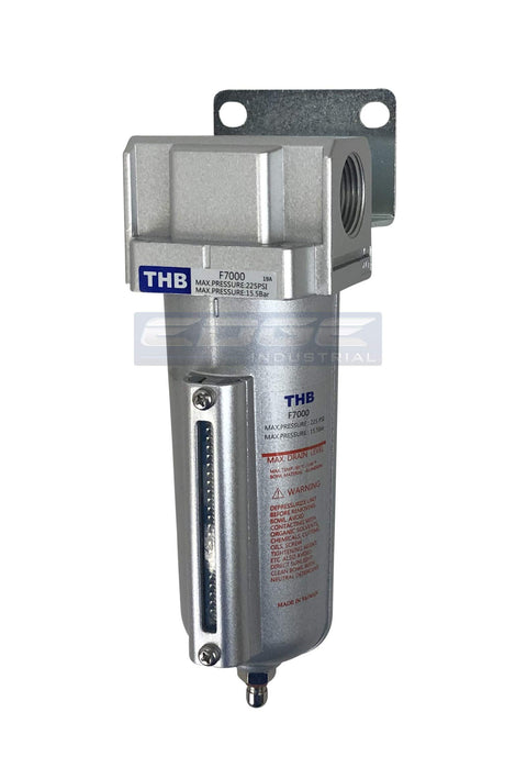 Industrial Grade High Flow In Line Air Filter And Water Trap 5 Micron Metal Bowl One Half Inch NPT Heavy Duty Unit For Compressed Air Systems Removes Moisture And Debris Up To 95 Percent 225 PSI Max Input 140 CFM