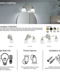 Devonshire Two Light Bathroom Vanity Light Fixture, Wall Sconce With Frosted Glass Shades, UL Listed, Oil Rubbed Bronze Finish.