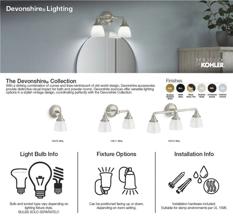 Devonshire Two Light Bathroom Vanity Light Fixture, Wall Sconce With Frosted Glass Shades, UL Listed, Oil Rubbed Bronze Finish.