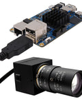 5-50mm Varifocal Lens Webcam With Full HD 1080P, 120fps High Speed USB Camera in sleek aluminum mini case shown with connection cable