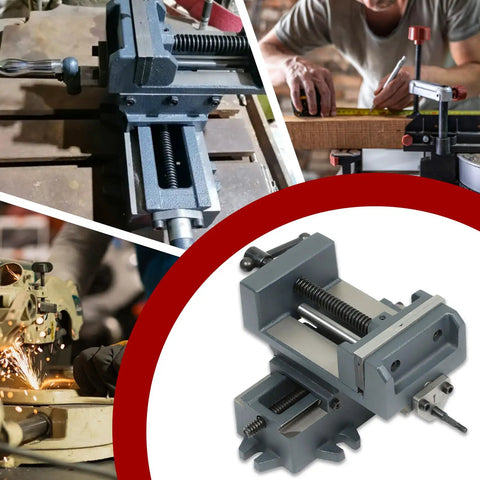 Heavy Duty 4 Inch Cross Slide Drill Press Vise XY Compound Benchtop Clamp For CNC Milling And Drilling Machines And Other Mechanical Equipment 100 mm Jaw Three Point Nine Four Inch Travel Cast Iron Construction
