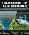 Stepped Golf Tees Set 110 Count Plastic Tees With Fixed Height Stops for Consistent Drives shown with golf ball on tee