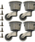 4 Pack Old School Vintage Zinc Alloy Swivel Cup Casters For Furniture Antique Green Bronze Wheels with screws