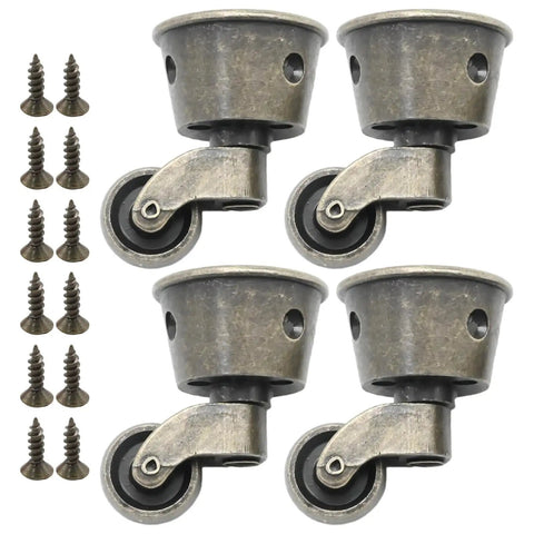 4 Pack Old School Vintage Zinc Alloy Swivel Cup Casters For Furniture Antique Green Bronze Wheels with screws