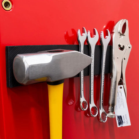 Hammer and Jumbo 1 7 16 Inch 12 Point Combo Wrench Satin Chrome Finish For Tough As Nails Torque hanging on red tool chest