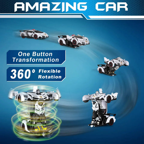RC Totally Transforming Car Robot with One Button Deformation and 360 Degree Rotation