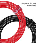 16 Gauge 2 Pack Test Lead Kit With Banana Plugs And Test Hook Clips wires in red and black, tied with cable ties for easy storage.