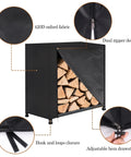 4ft Firewood Rack Cover Waterproof 420D Oxford Outdoor Storage with Zipper Drawstring and Windproof Straps All Weather Log Holder
