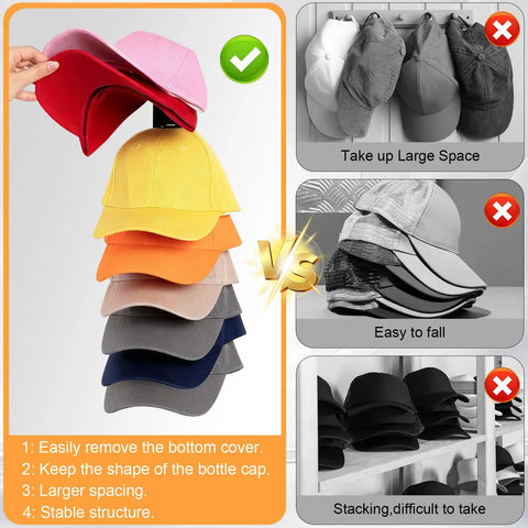 Hella Smooth Two Pack Hat Organizer For Baseball Caps, Wall Mount Cap Rack For Closets, Keeps Your Fresh Fits From Getting Smushed And Super Simple To Grab Every Day
