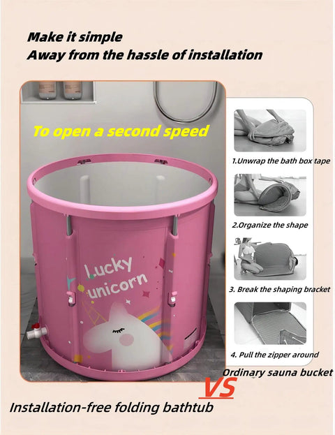 Portable Folding Bathtub With Quick Open Design No Install Needed Easy To Store Suitable For Hot Water And Ice Baths