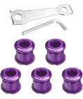 5 Piece M8 Aluminum Alloy Double Chain Ring Bolts Set For Crankset Nuts And Chainwheel Screws With Mountain Wrenches For Road And Mountain Bikes Purple