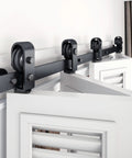 88 Inch Bifold Sliding Barn Door Hardware Track Kit For Four Closet Doors With Top Mount Rollers Smooth Quiet Operation