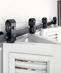 Top Mount Bifold Sliding Closet Door Hardware Kit for Four 24 Inch Doors Black Track System With Quiet Smooth Rollers