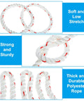 Close-up of Five Eighths Inch By Two Hundred Feet Polyester Bull Rope Arborist Rigging Line showing texture and strength.