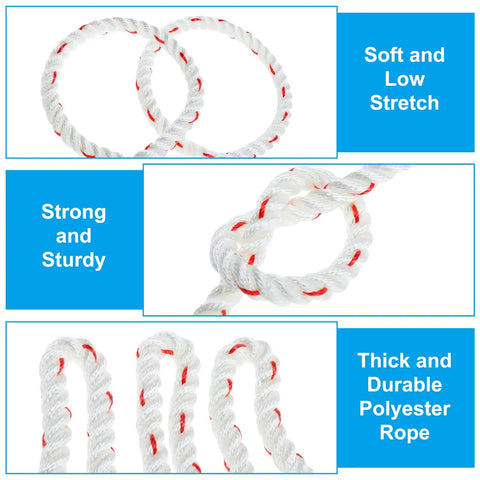 Close-up of Five Eighths Inch By Two Hundred Feet Polyester Bull Rope Arborist Rigging Line showing texture and strength.