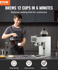 Commercial Drip Coffee Maker Built For Busy Kitchens With 12 Cup Capacity Dual Warmer Plates Two Glass Carafes Stainless Steel Brew Unit Fast 6 Minute Pot Ideal For Restaurant Office Coffee Shop And Home Use