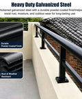 Top Shelf Weatherproof Aluminum Rooftop Deck Railing Kit Easily Raises Low Parapet Walls For Extra Family Privacy And Outdoor Security With Smooth Horizontal Fence Extensions, showing heavy duty galvanized steel railings with powder-coated finish.