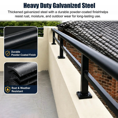 Take Your Outdoor Safety Game To The Next Level With This Hella Secure Exterior Railing, featuring heavy-duty galvanized steel, durable finish.