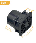Side view of Compact 120mm DC Soldering Fume Extractor Fan With Filter Pad And Duct Kit Adjustable Speed Plug And Play. Size shown.