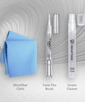Microfiber cloth, twist pen brush, and screen cleaner for Brush On Liquid Glass Screen Protector That Gives Your Phone Tablet Smartwatch A Nano Shield For Up To 10 Devices Scratch Resistant Crack Resistant Easy Coating Ultra Clear Long Lasting Protection Across All Screens display