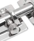 Close-up of heavy duty marine locker latch built to last in polished stainless steel for boats and yachts fits windows doors hatches cabinets