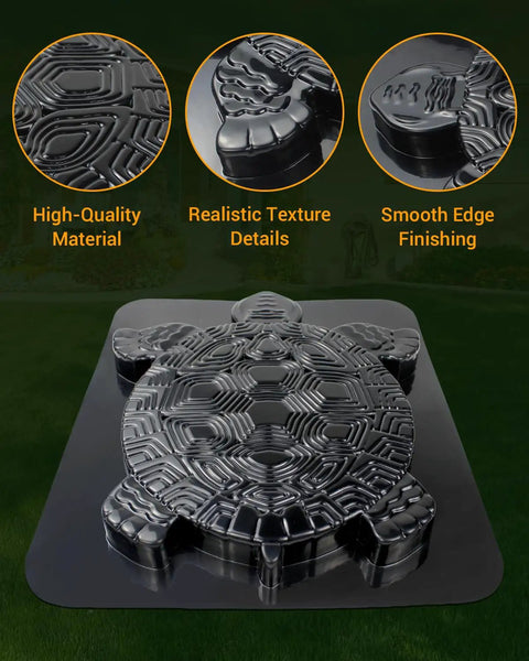Tortoise Shaped Stepping Stone Mold For Concrete, Reusable Garden Cement Mold, showcasing realistic texture details.