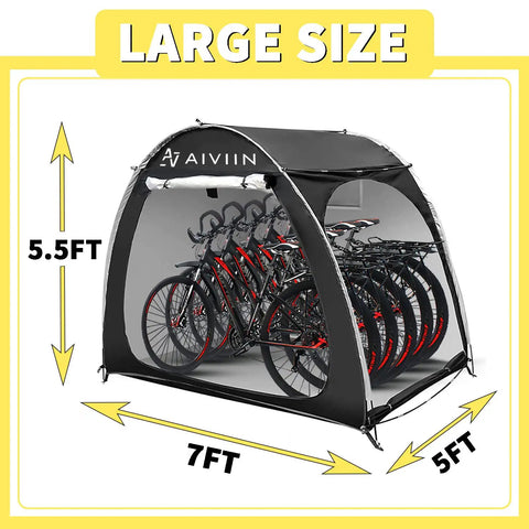 Heavy Duty Bike Tent Shed For Outdoor Storage, Extra Thick 210D Oxford, Waterproof And Sunproof, Large All Weather Shelter with bikes inside