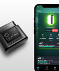 Image of Level 2 EV Charger With AI Powered Smart Charging For Home Use 40A 240V J1772 Port WiFi Enabled EVSE NEMA 14 50 Plug UL Listed Energy Star Certified For Compatible Electric Vehicles next to a smartphone displaying charging app interface.