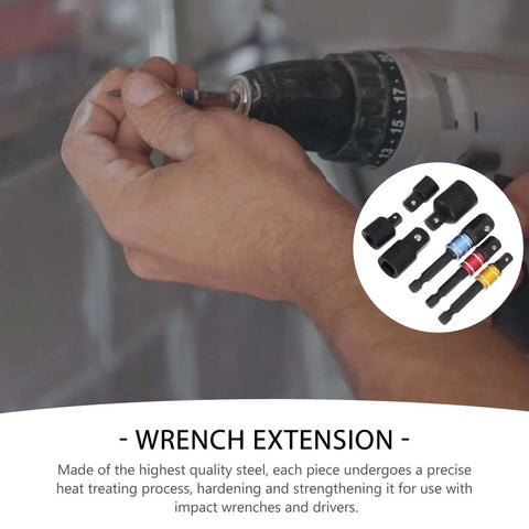 Heavy Duty Steel Socket Adapter Kit Ratcheting Drill Conversion Tool Locking Pin Rings For Mechanics Expanding Sockets Securely To Crush Tight Stubborn Jobs In Style wrench extension set on drill