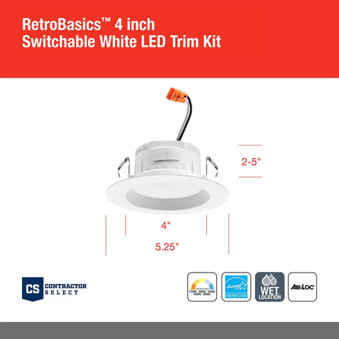 4 Inch Led Recessed Lighting With 5 In 1 Switchable Color And 625 Lumen Downlight Trim Kit Bringing That Cozy Matte White Baffle Ceiling Vibe For Super Easy Home Fixes